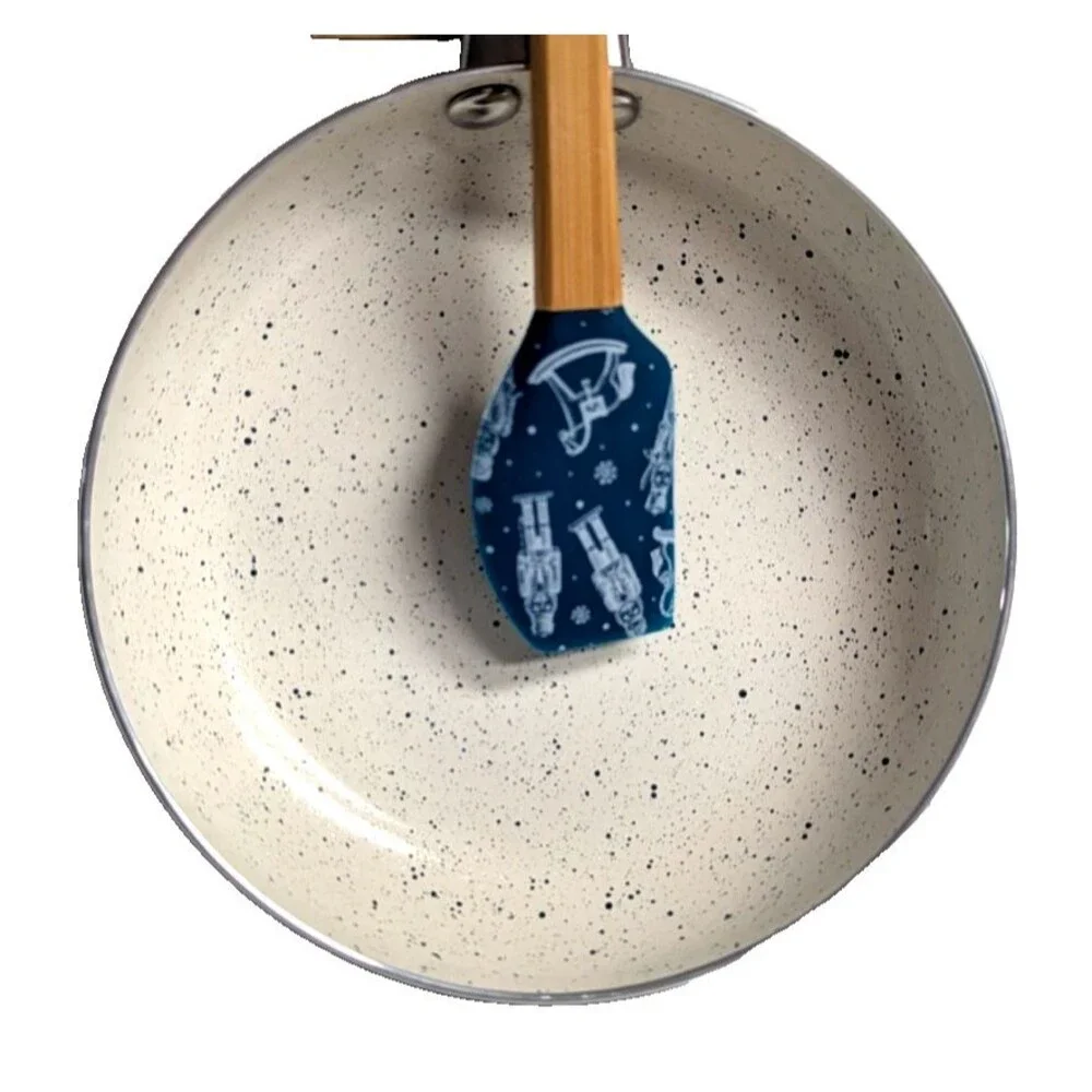 BKLYN Mini Non-Stick Fry Pan and Spatula Teal Green Cream 2pc Christmas Design
